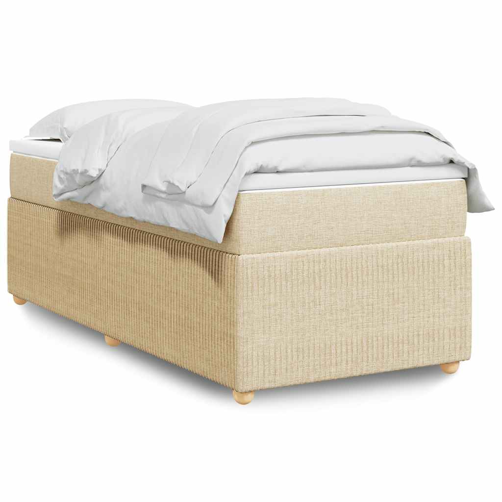 krémszínű szövet rugós ágy matraccal 90 x 200 cm