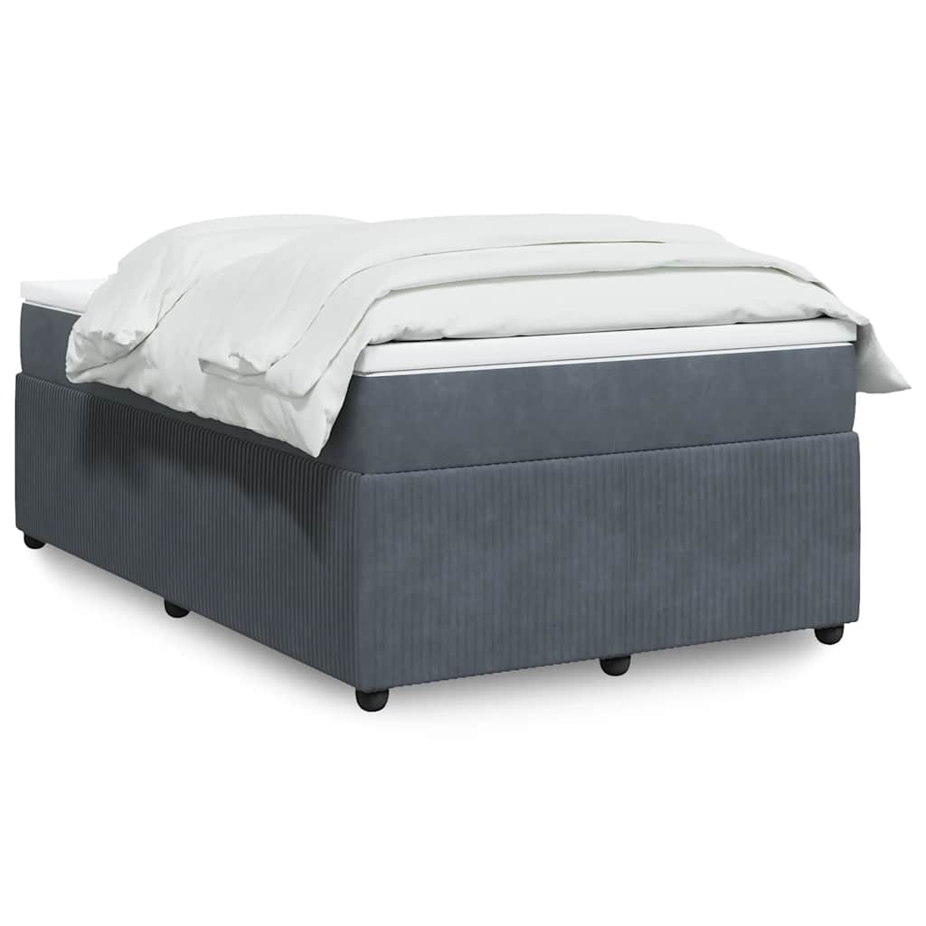 sötétszürke bársony rugós ágy matraccal 120x190 cm
