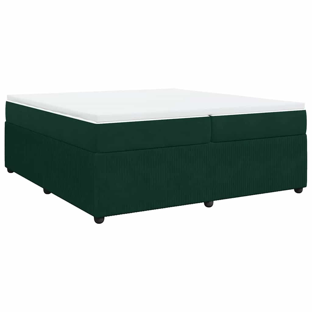 sötétzöld bársony rugós ágy matraccal 200x200 cm
