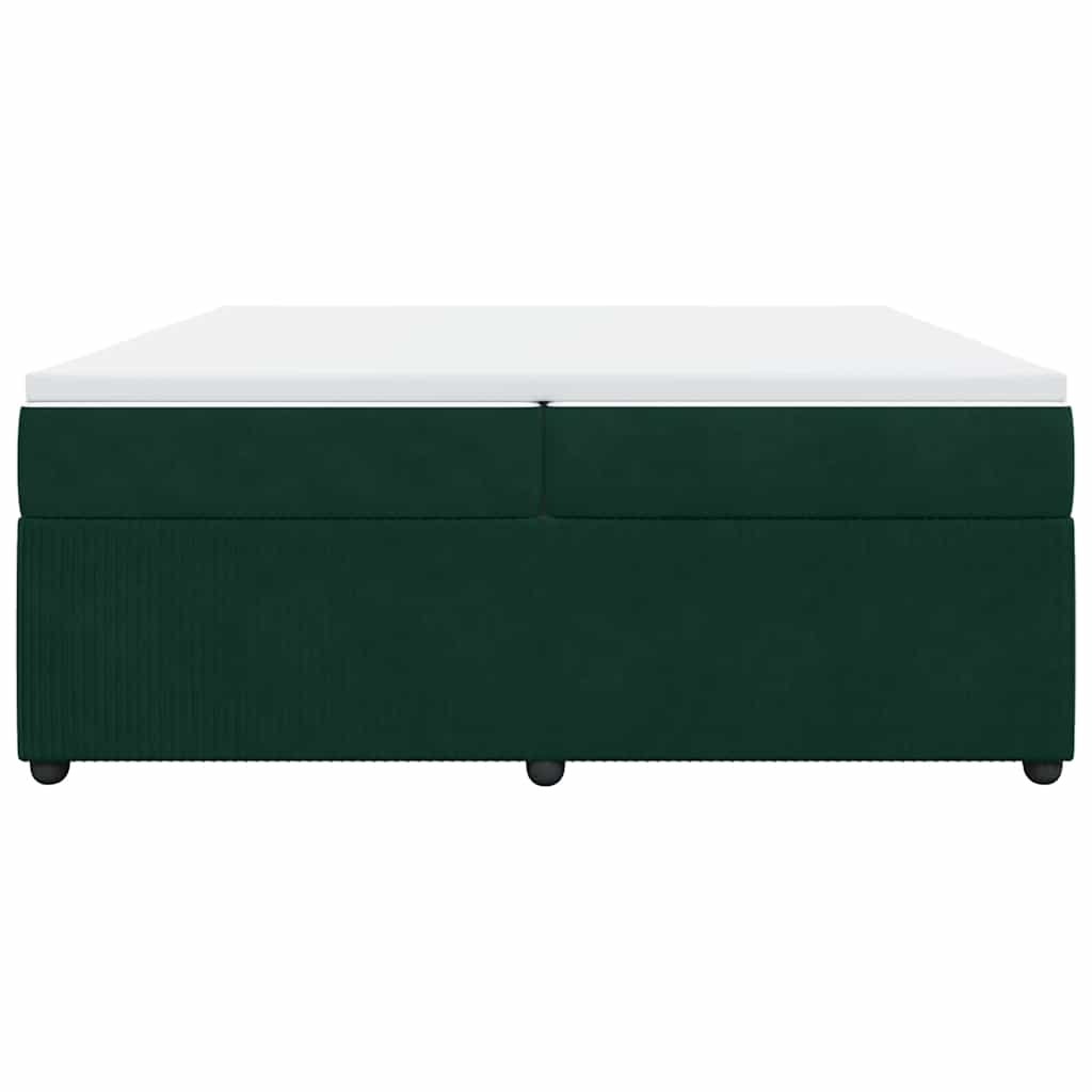 sötétzöld bársony rugós ágy matraccal 200x200 cm