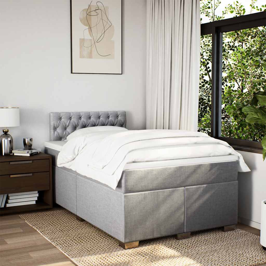 világosszürke szövet rugós ágy matraccal 120 x 190 cm