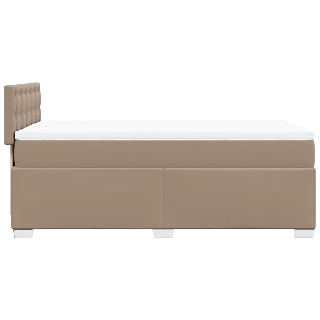cappuccino színű műbőr rugós ágy matraccal 80 x 200 cm