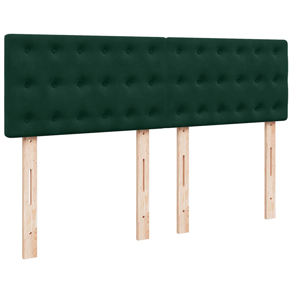 sötétzöld bársony rugós ágy matraccal 140x190 cm