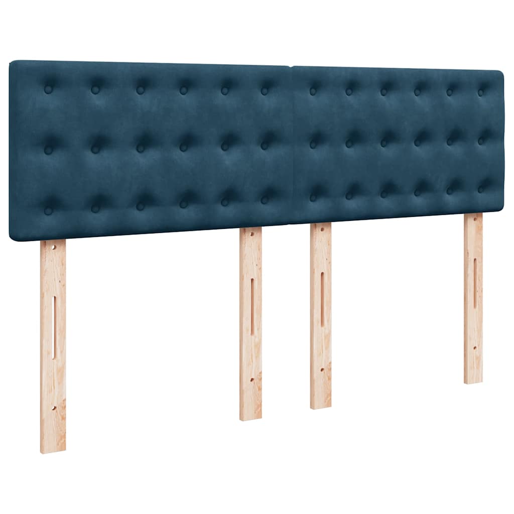 sötétkék bársony rugós ágy matraccal 140x190 cm
