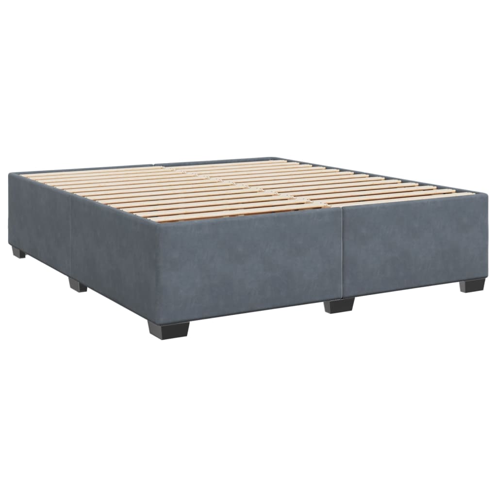 sötétszürke bársony rugós ágy matraccal 200x200 cm