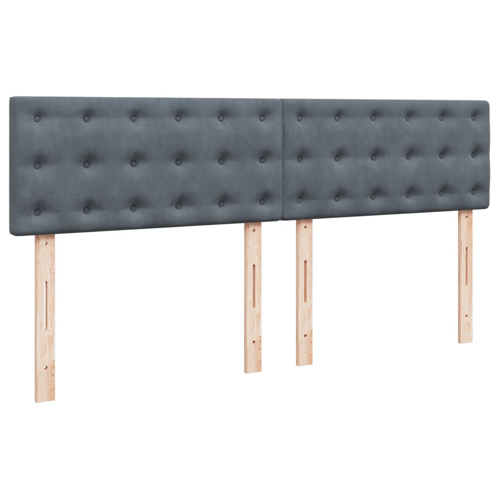 sötétszürke bársony rugós ágy matraccal 200x200 cm