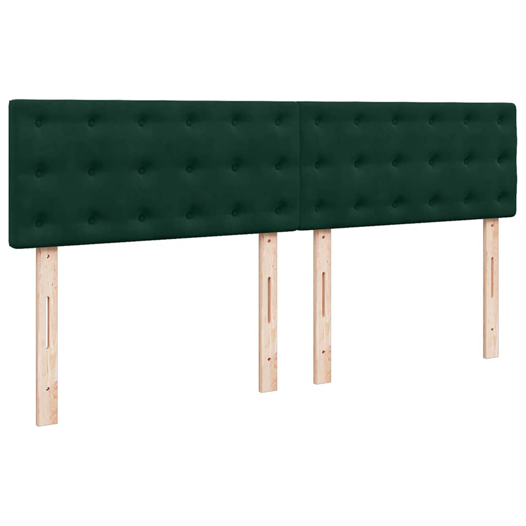 sötétzöld bársony rugós ágy matraccal 200x200 cm