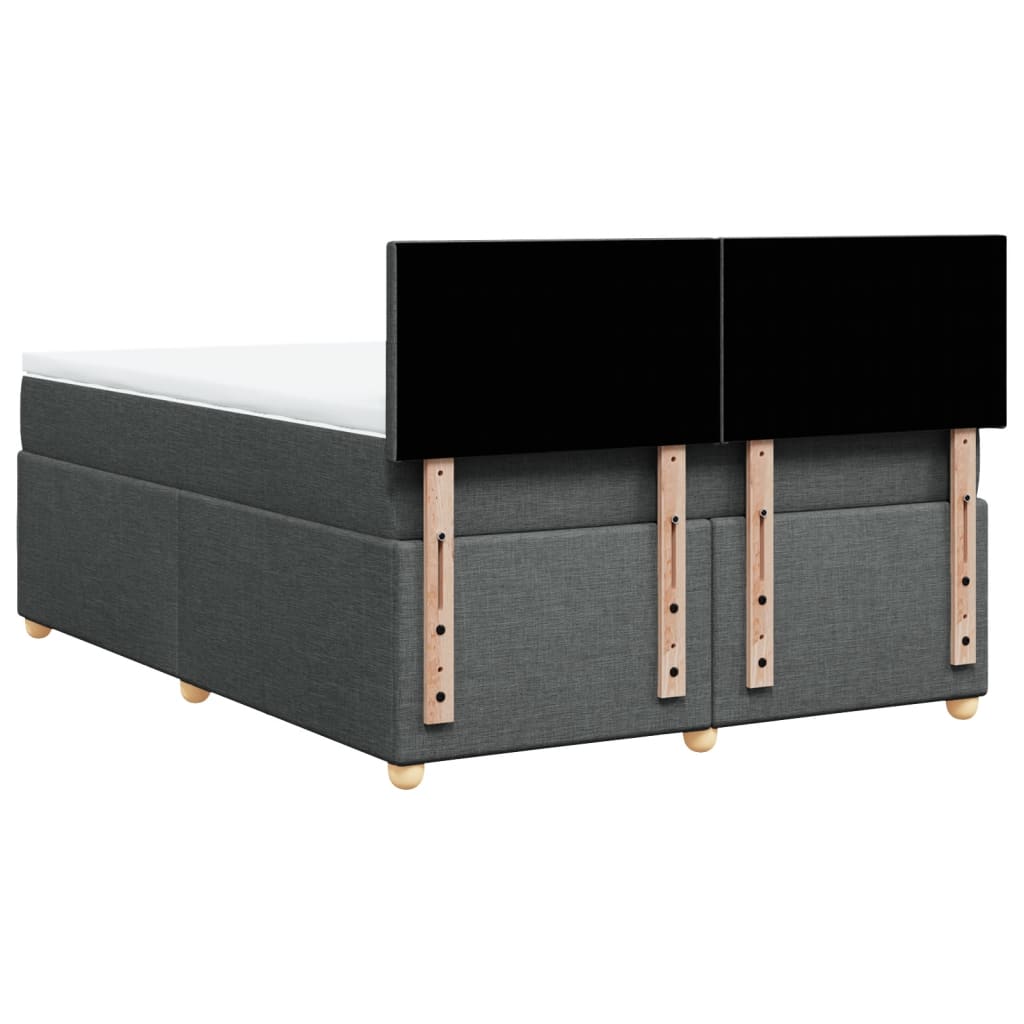 sötétszürke szövet rugós ágy matraccal 140 x 190 cm