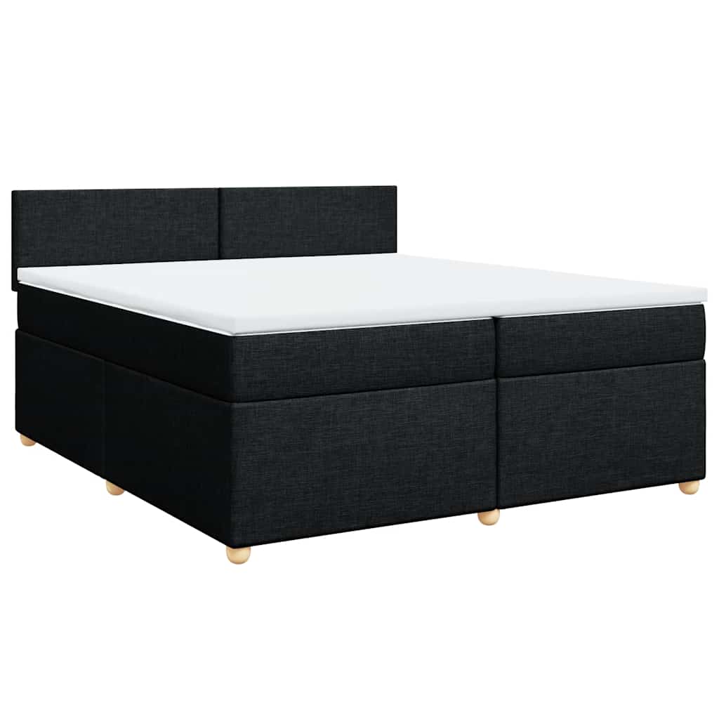 fekete szövet rugós ágy matraccal 200 x 200 cm