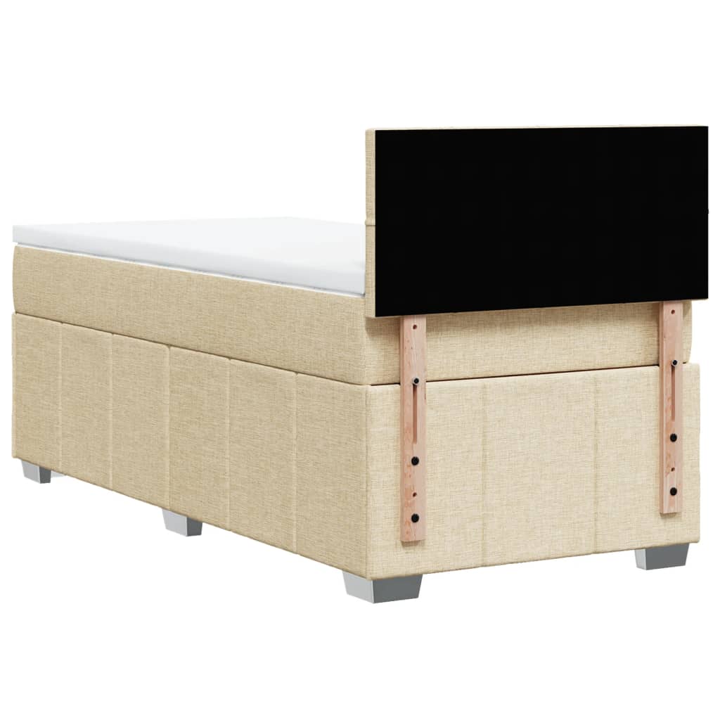 krémszínű szövet rugós ágy matraccal 90 x 190 cm