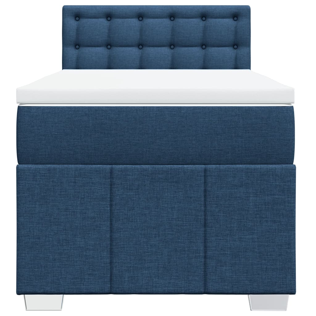 kék szövet rugós ágy matraccal 90 x 200 cm