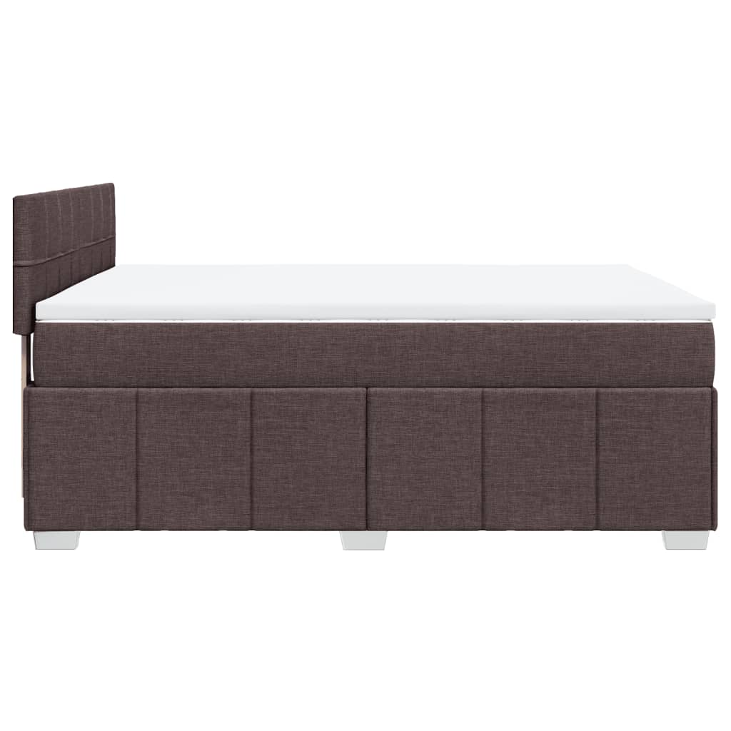 sötétbarna szövet rugós ágy matraccal 160 x 200 cm