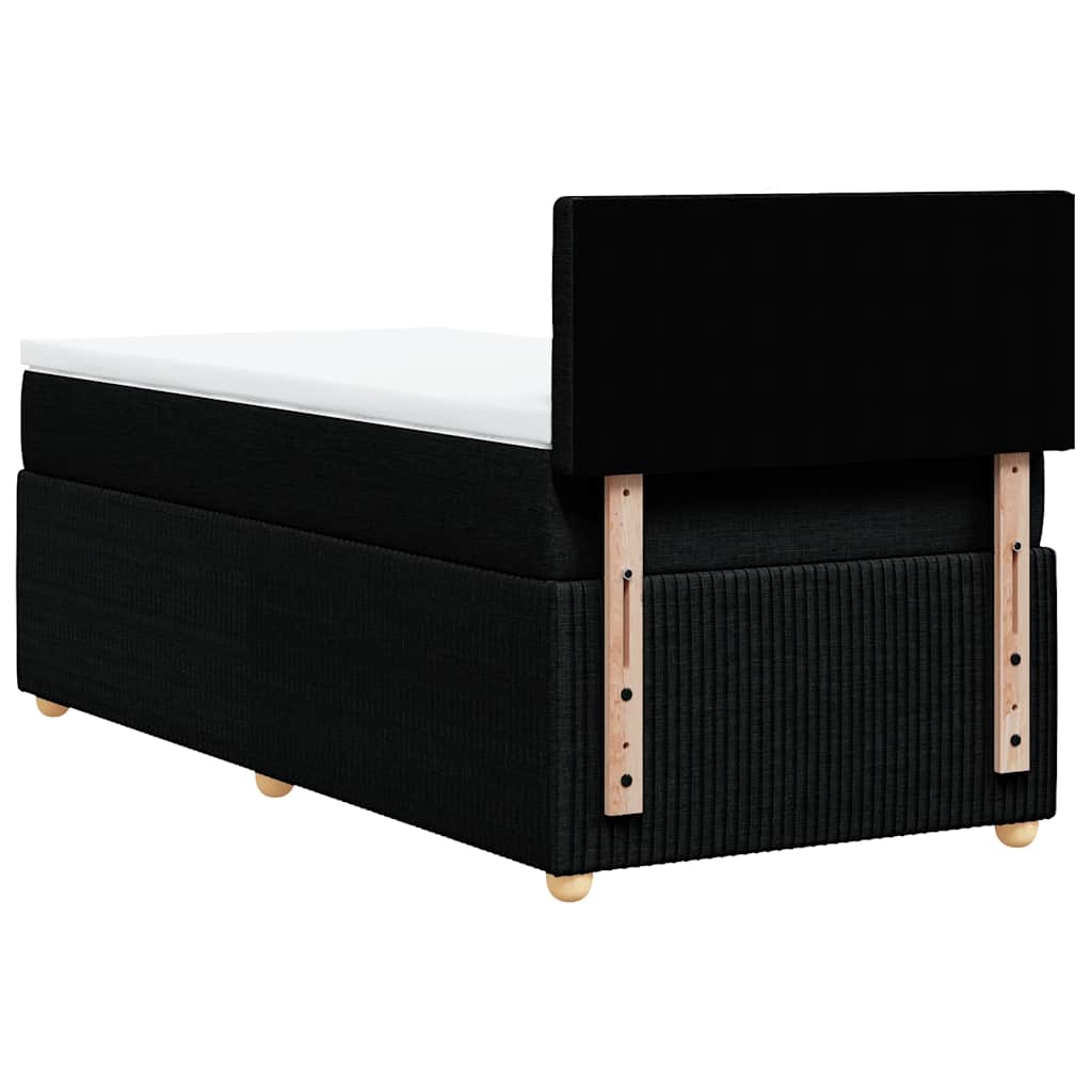 fekete szövet rugós ágy matraccal 80 x 200 cm