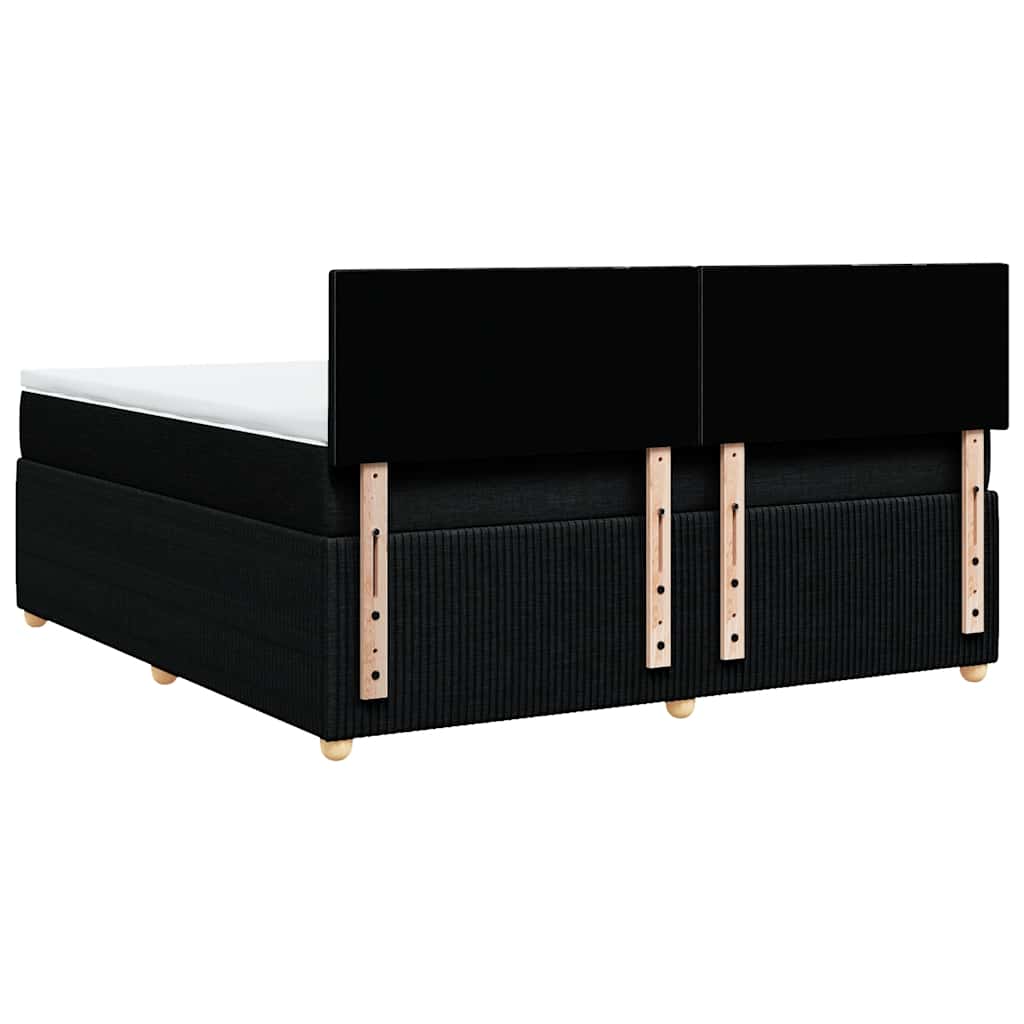 fekete szövet rugós ágy matraccal 180 x 200 cm