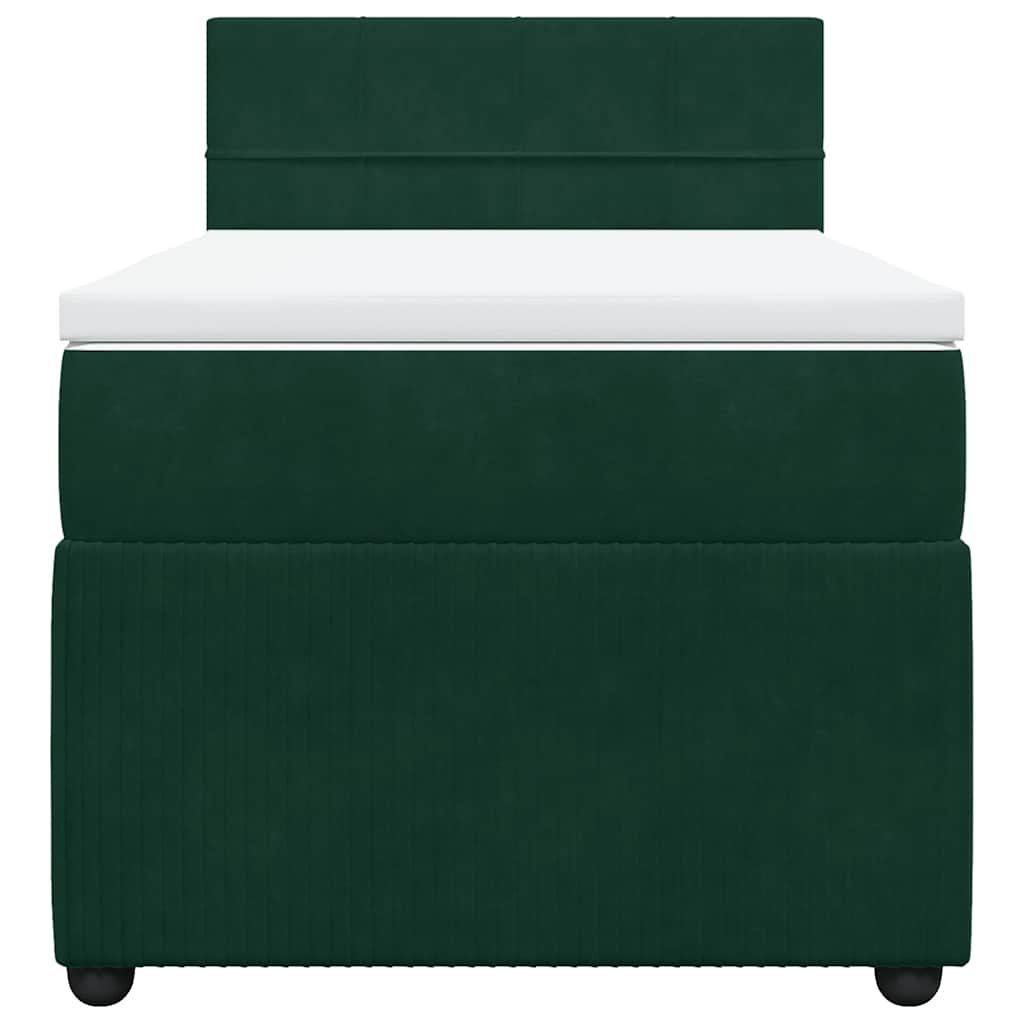 sötétzöld bársony rugós ágy matraccal 90x190 cm