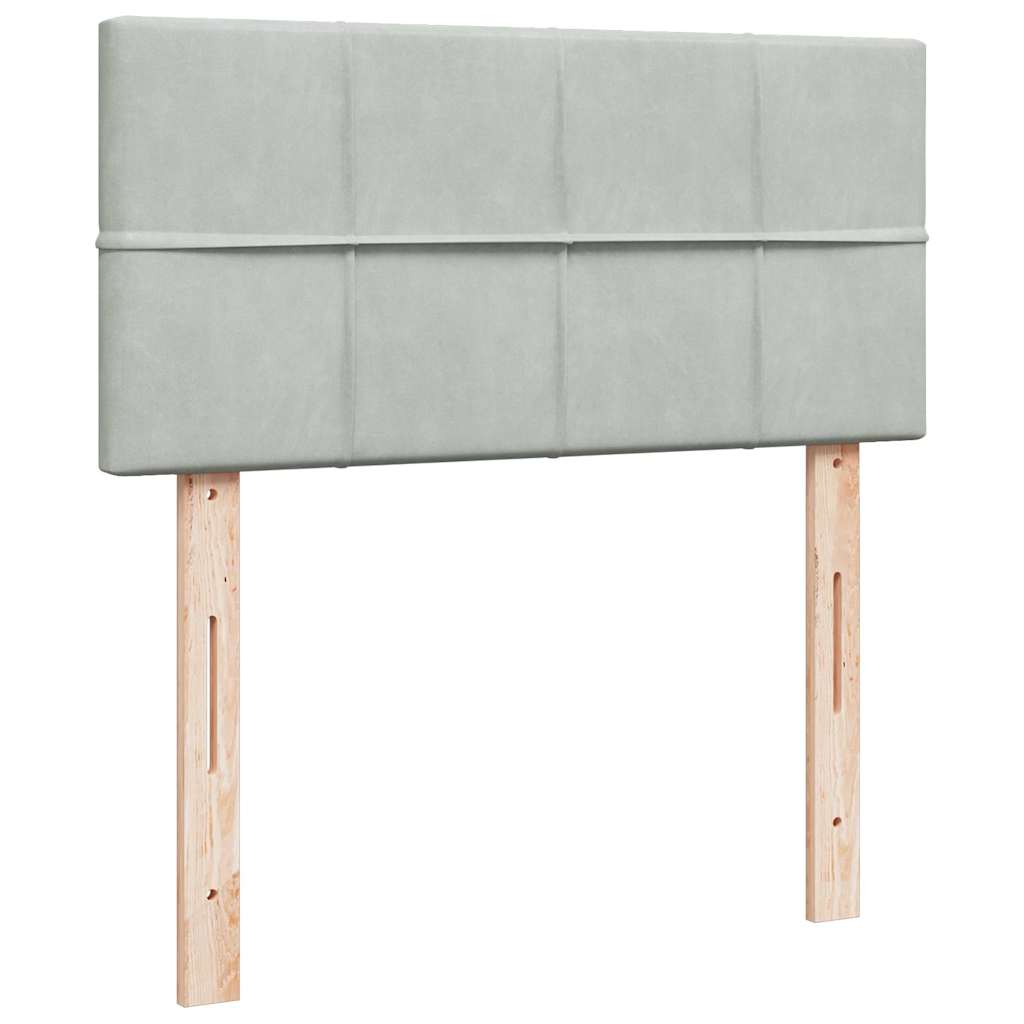 világosszürke bársony rugós ágy matraccal 90 x 200 cm
