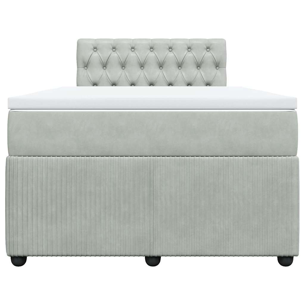 világosszürke bársony rugós ágy matraccal 120 x 190 cm