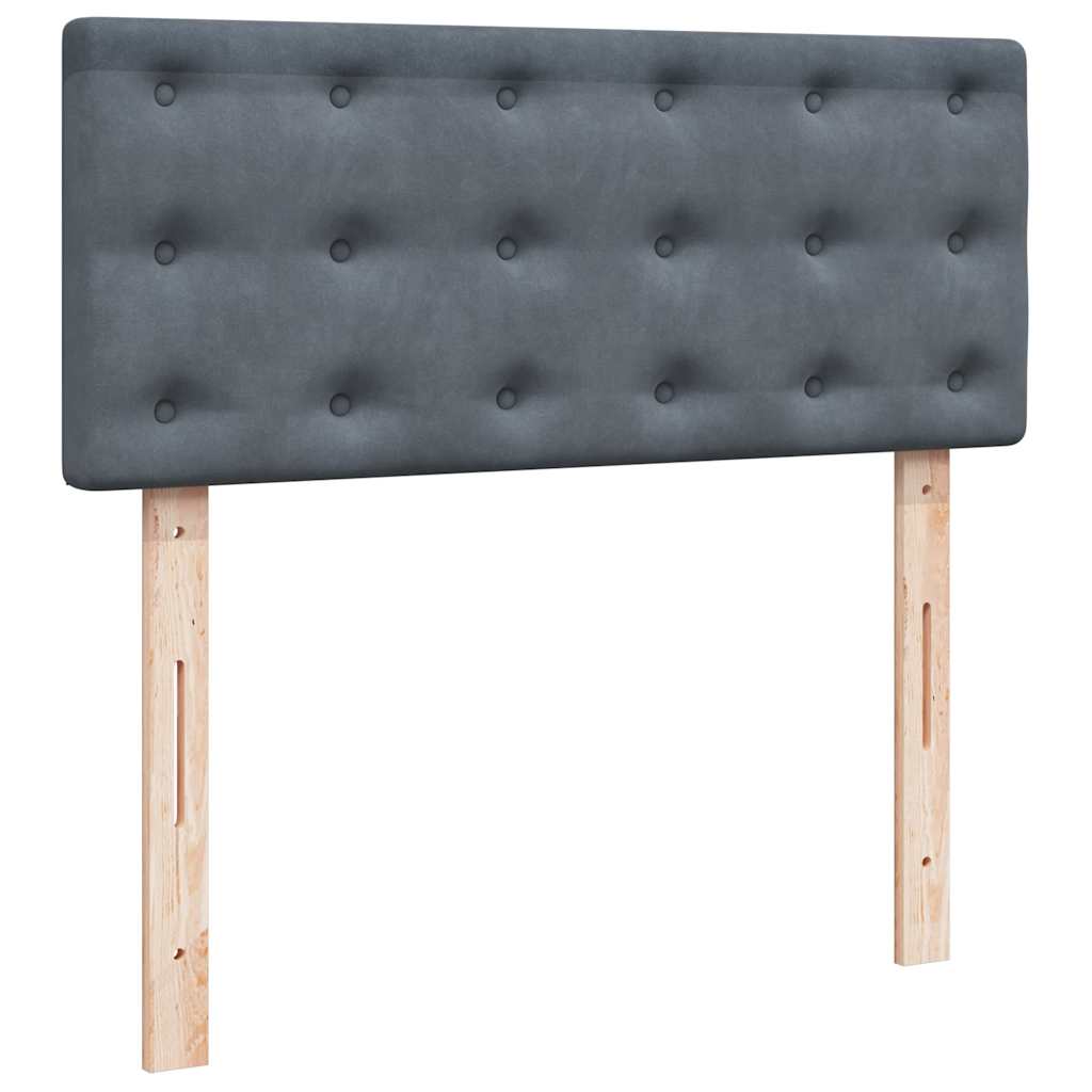 sötétszürke bársony rugós ágy matraccal 120x190 cm