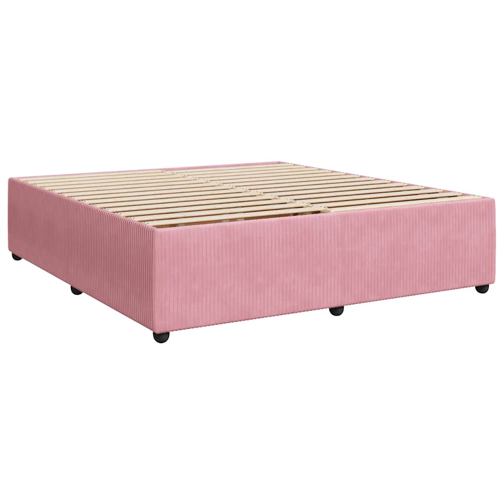 rózsaszín bársony rugós ágy matraccal 180x200 cm