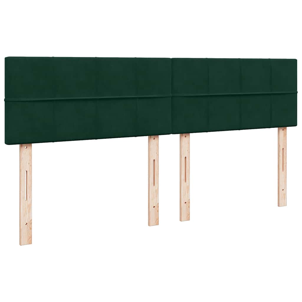 sötétzöld bársony rugós ágy matraccal 200x200 cm