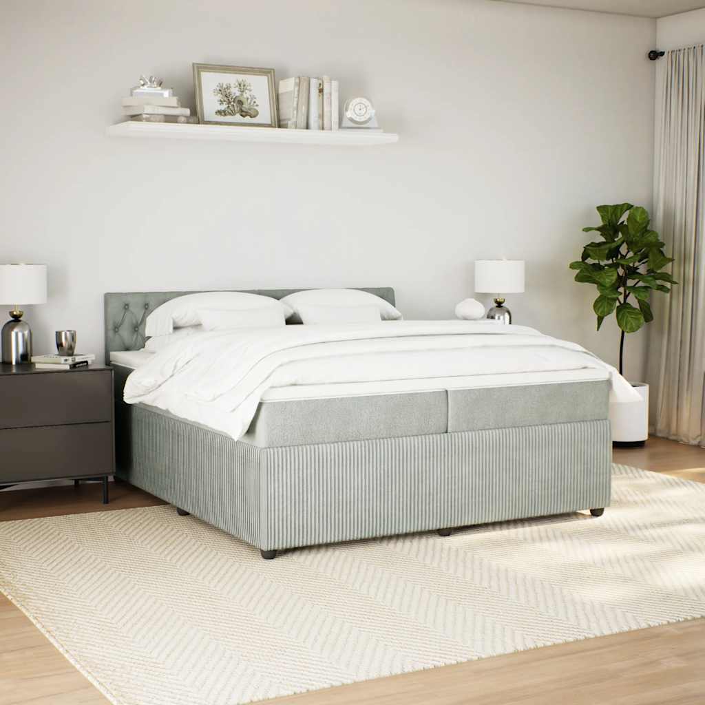 világosszürke bársony rugós ágy matraccal 200x200 cm