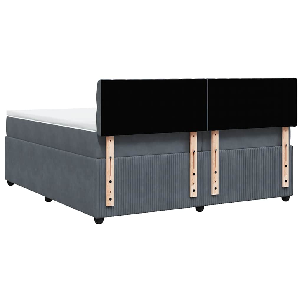 sötétszürke bársony rugós ágy matraccal 200x200 cm