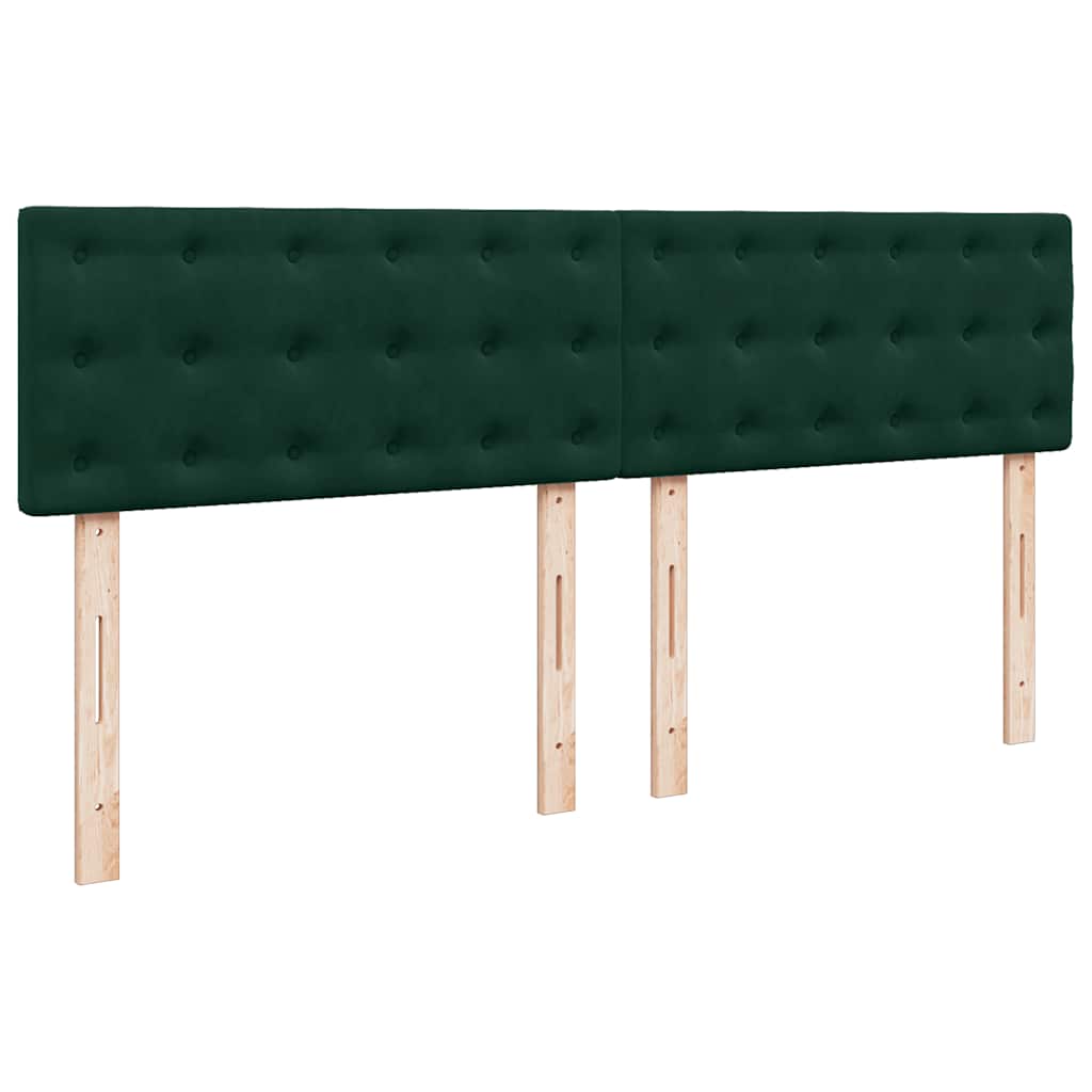 sötétzöld bársony rugós ágy matraccal 200x200 cm