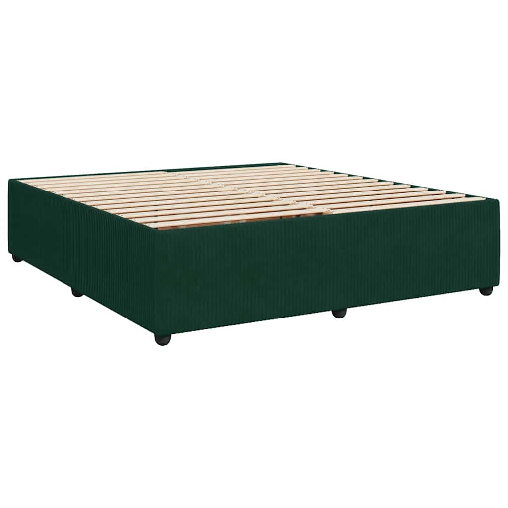 sötétzöld bársony rugós ágy matraccal 200x200 cm