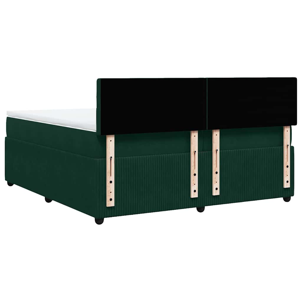 sötétzöld bársony rugós ágy matraccal 200x200 cm
