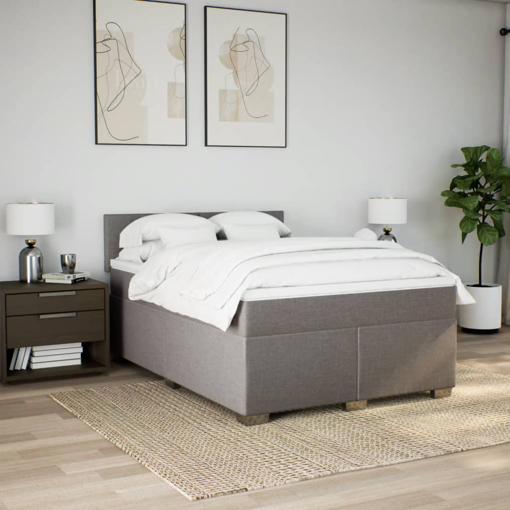 tópszínű szövet rugós ágy matraccal 140 x 200 cm