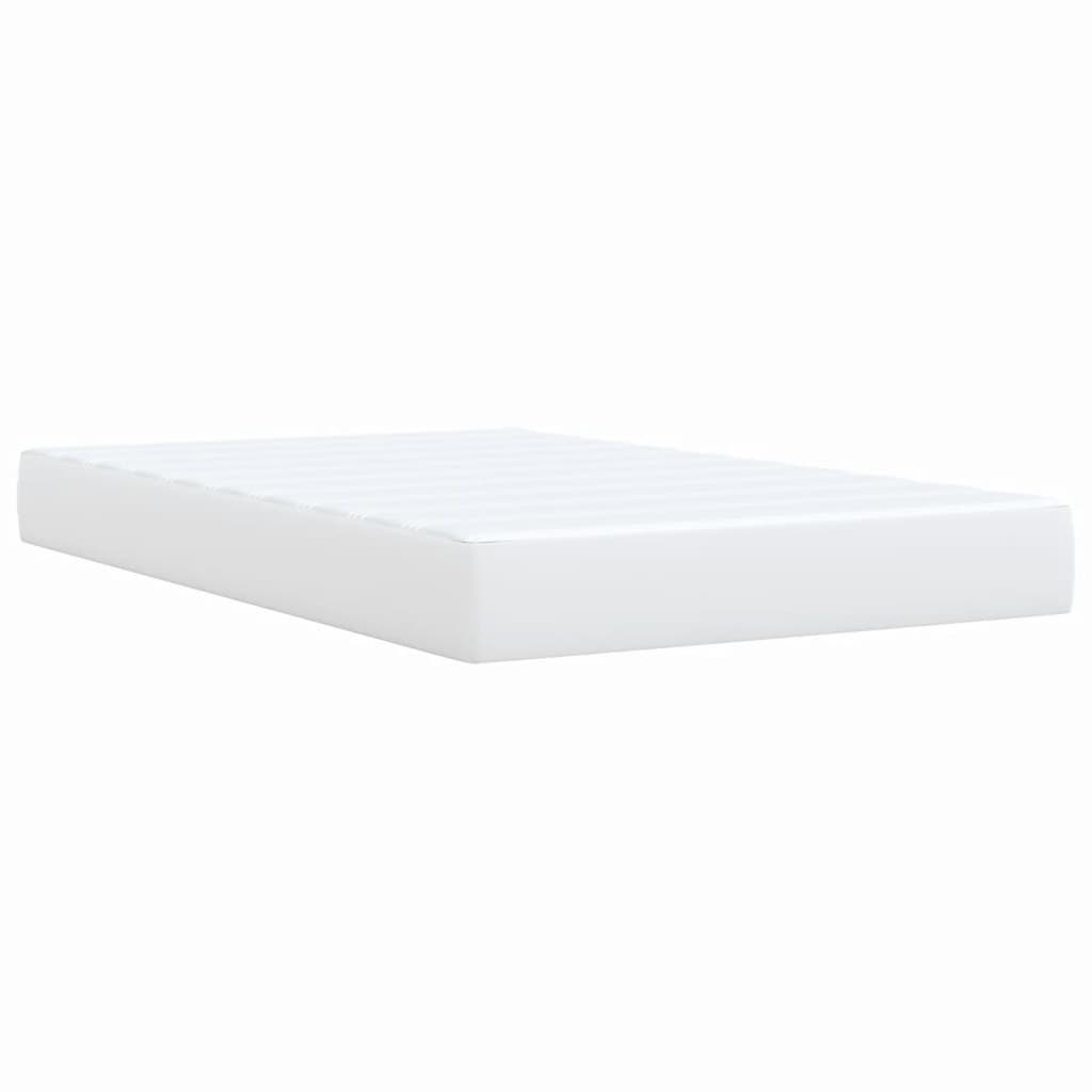 fehér műbőr rugós ágy matraccal 120 x 200 cm