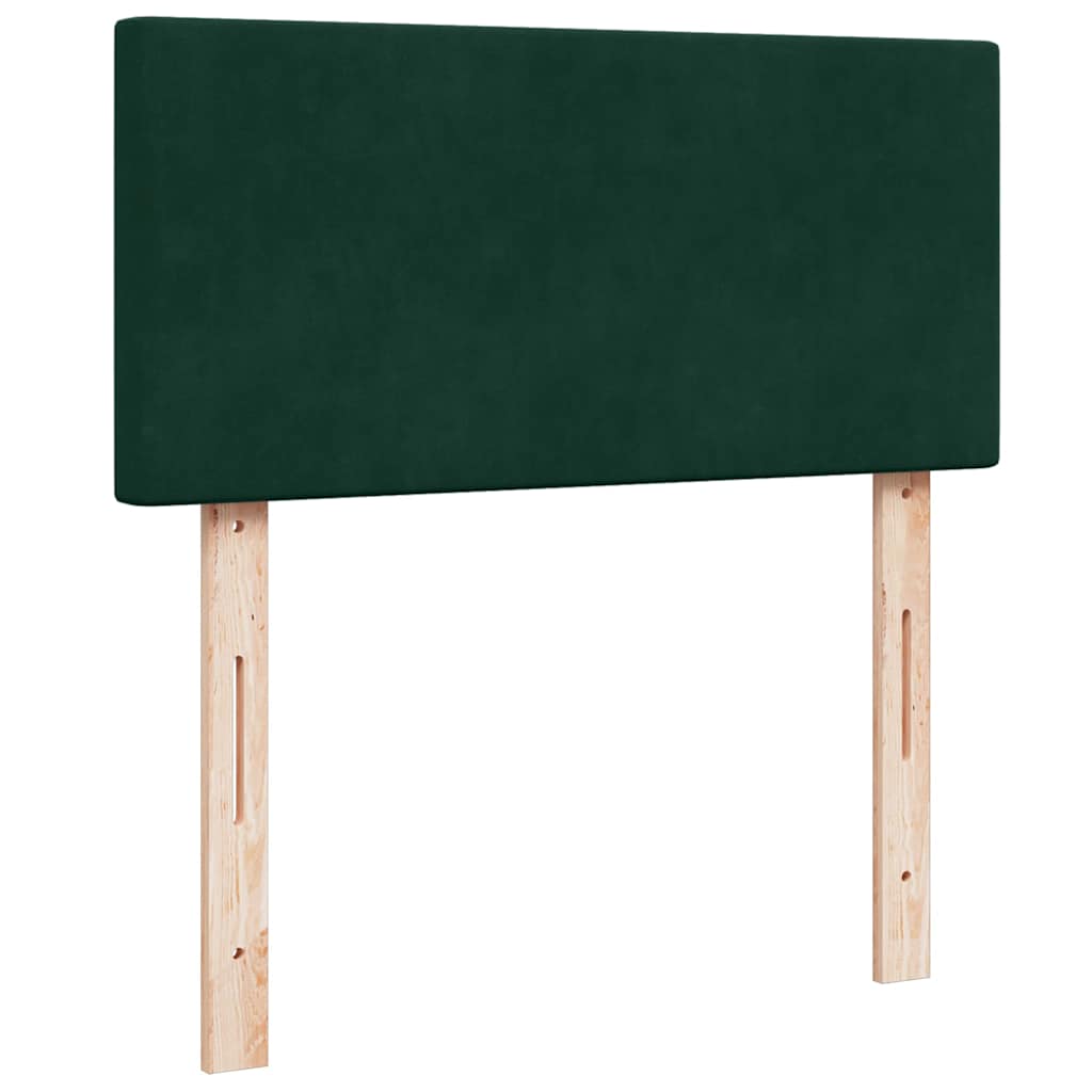 sötétzöld bársony rugós ágy matraccal 90x190 cm