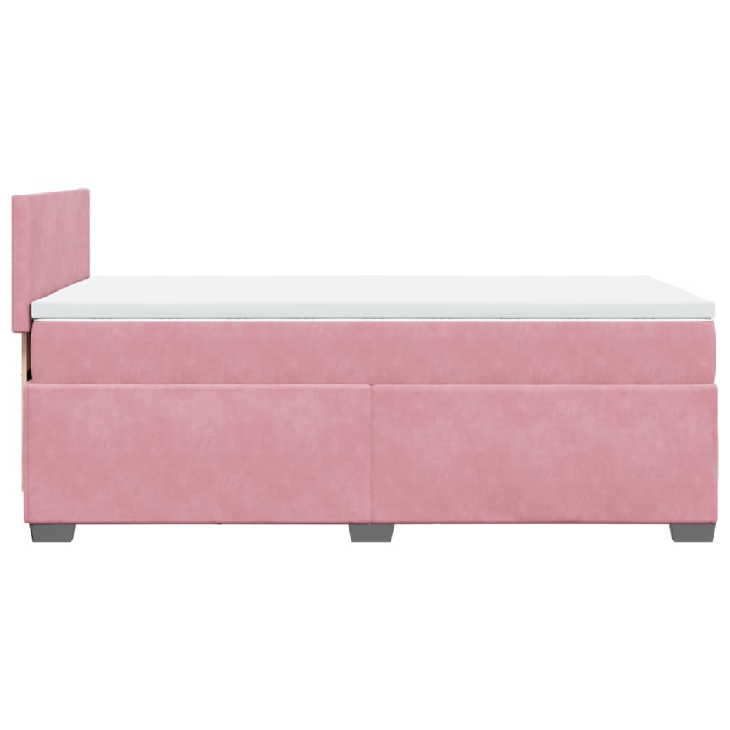rózsaszín bársony rugós ágy matraccal 100 x 200 cm