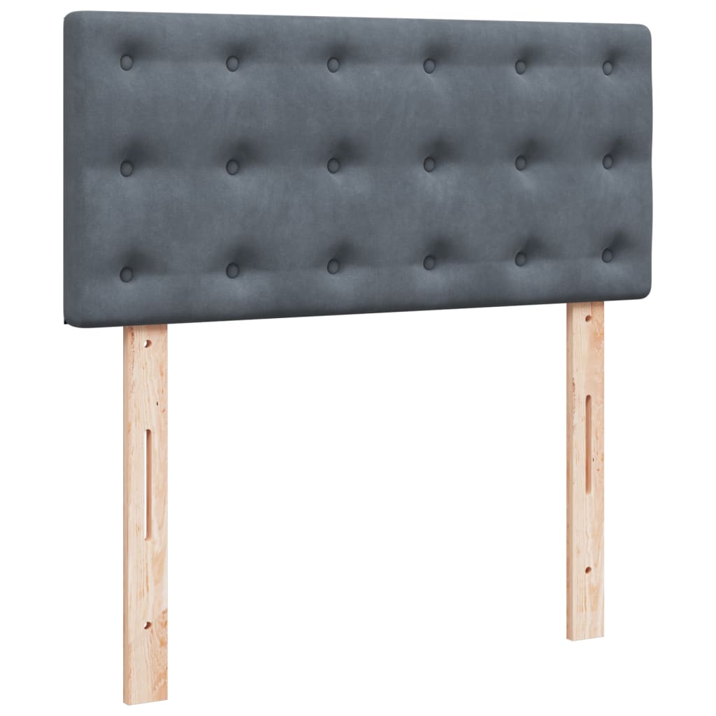 sötétszürke bársony rugós ágy matraccal 100 x 200 cm