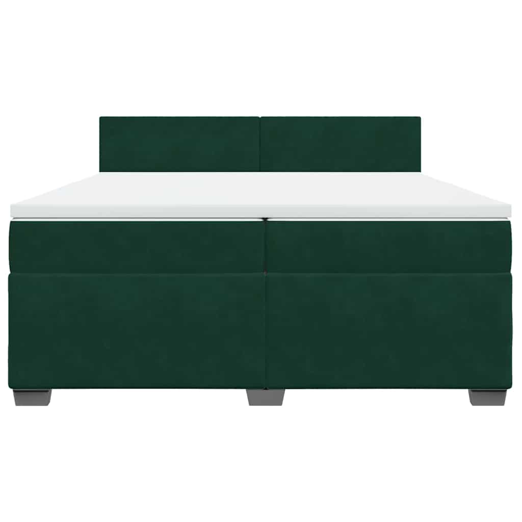 sötétzöld bársony rugós ágy matraccal 200x200 cm