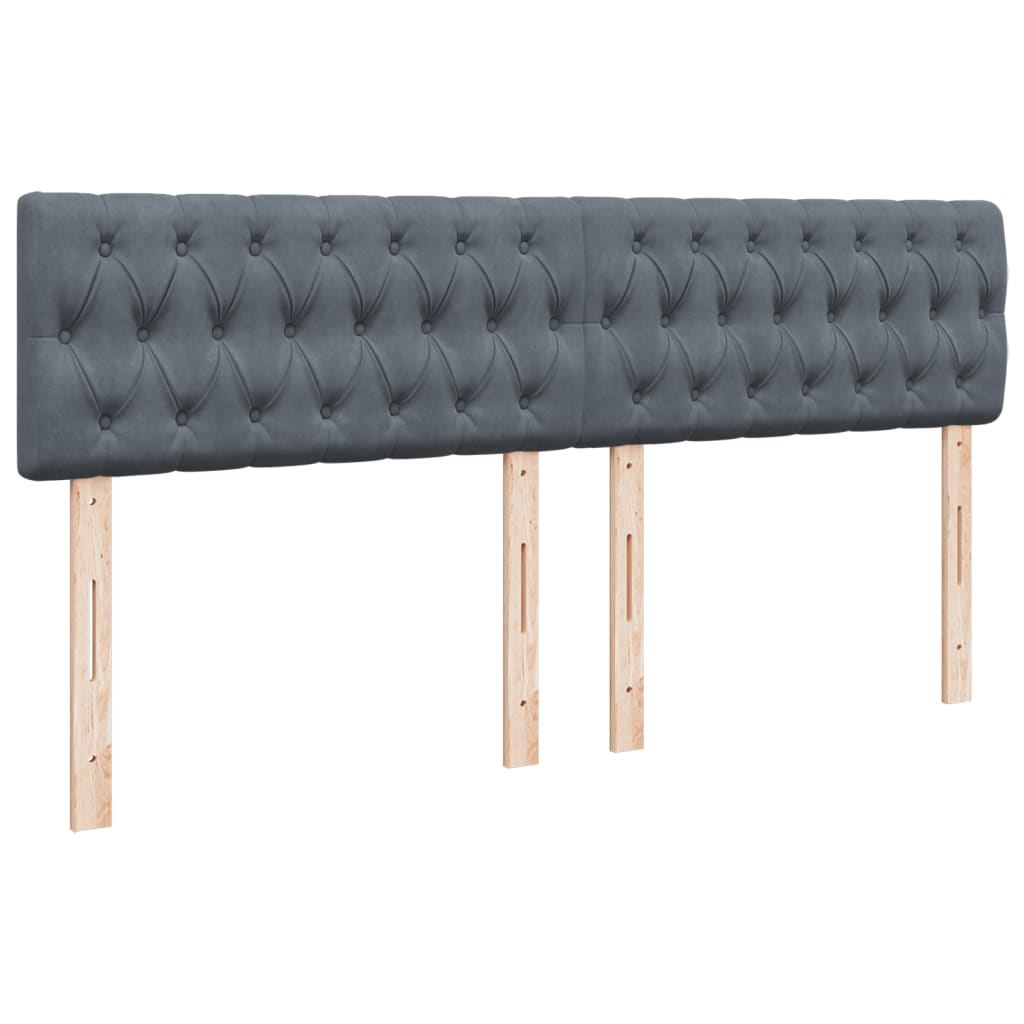 sötétszürke bársony rugós ágy matraccal 200x200 cm