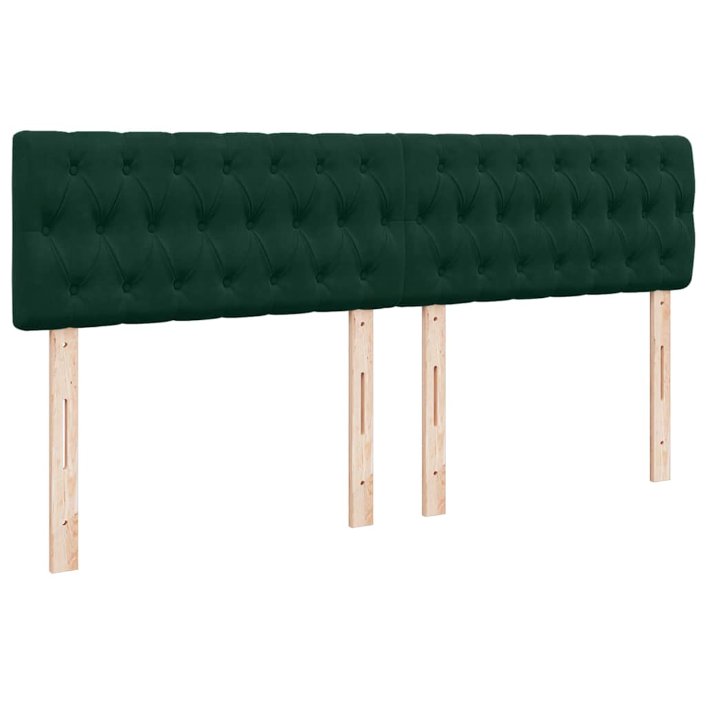 sötétzöld bársony rugós ágy matraccal 200x200 cm