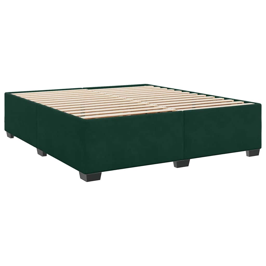 sötétzöld bársony rugós ágy matraccal 200x200 cm