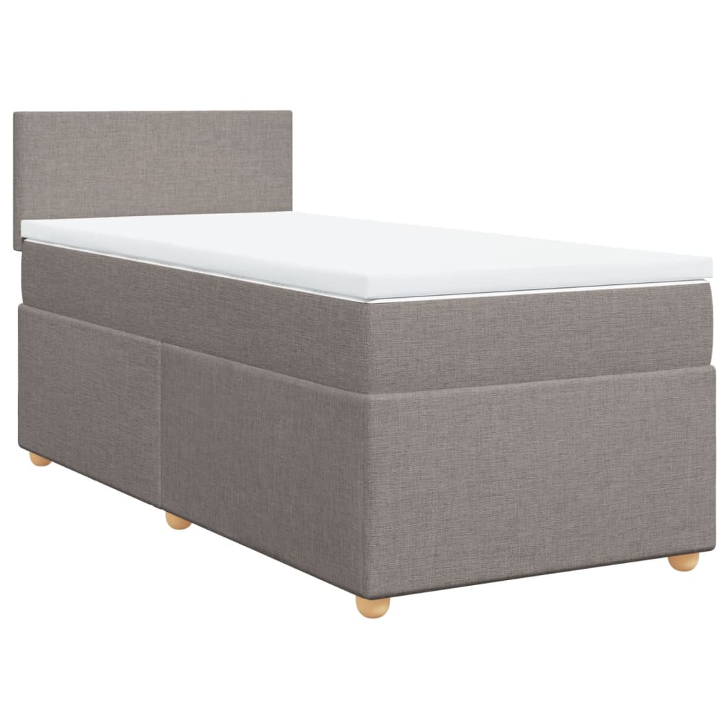 tópszínű szövet rugós ágy matraccal 90 x 190 cm