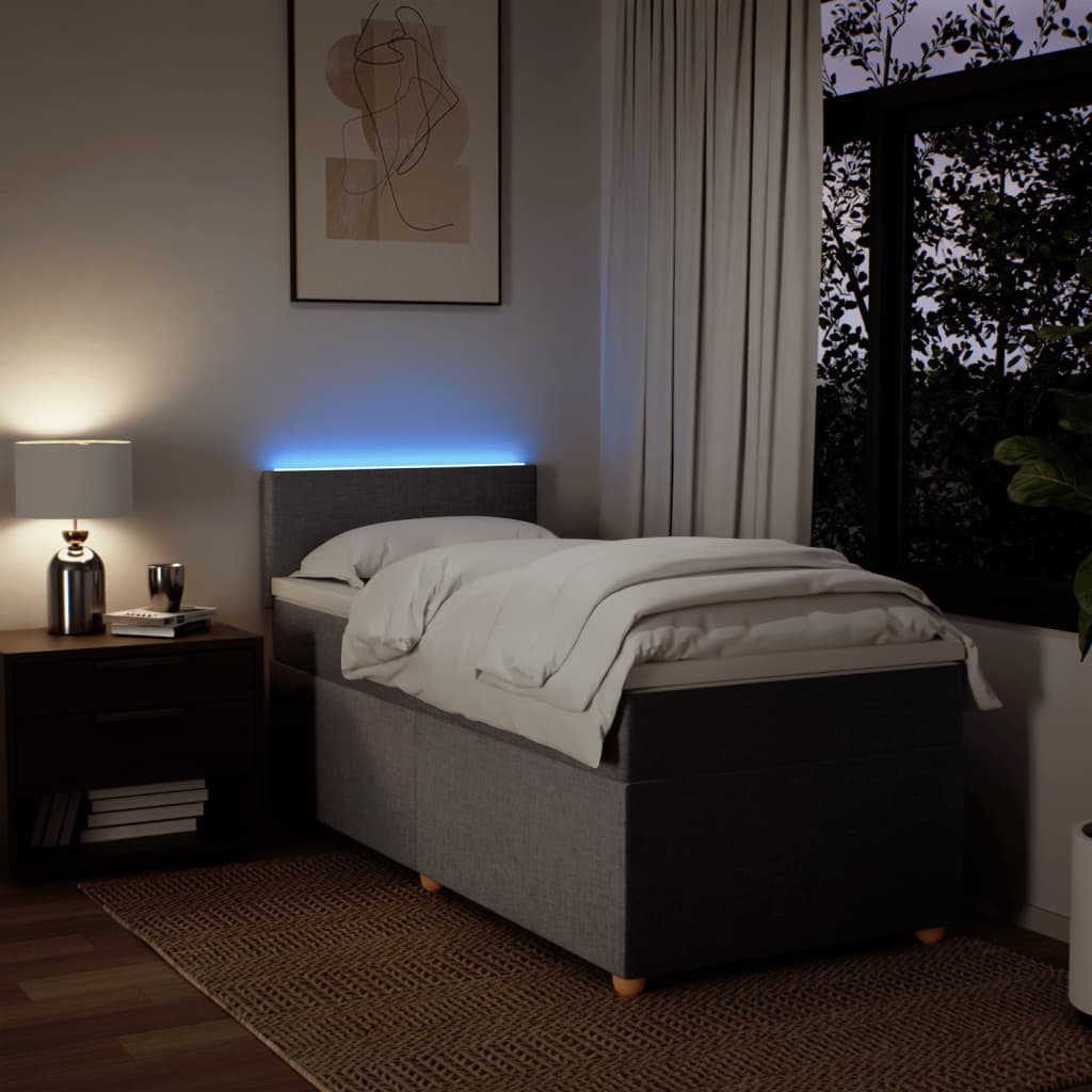 tópszínű szövet rugós ágy matraccal 90 x 190 cm