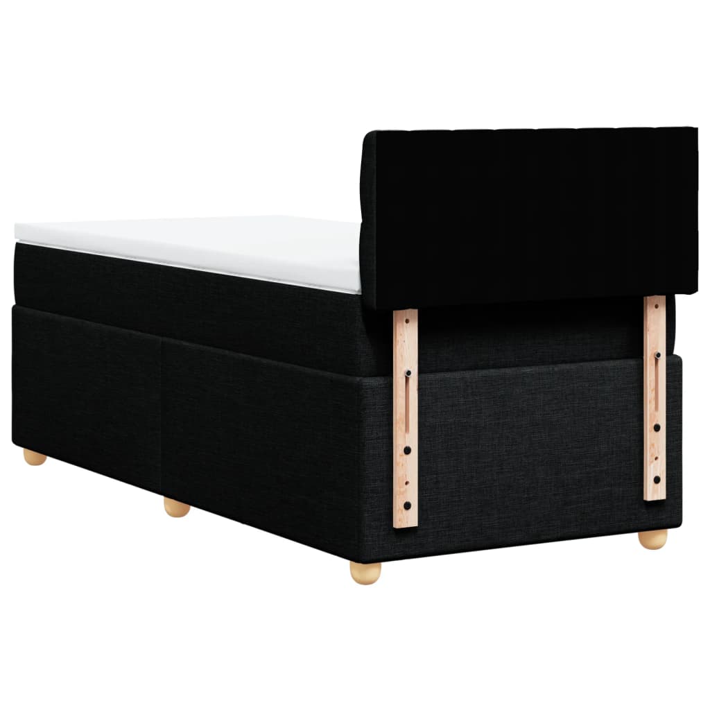 fekete szövet rugós ágy matraccal 90x200 cm