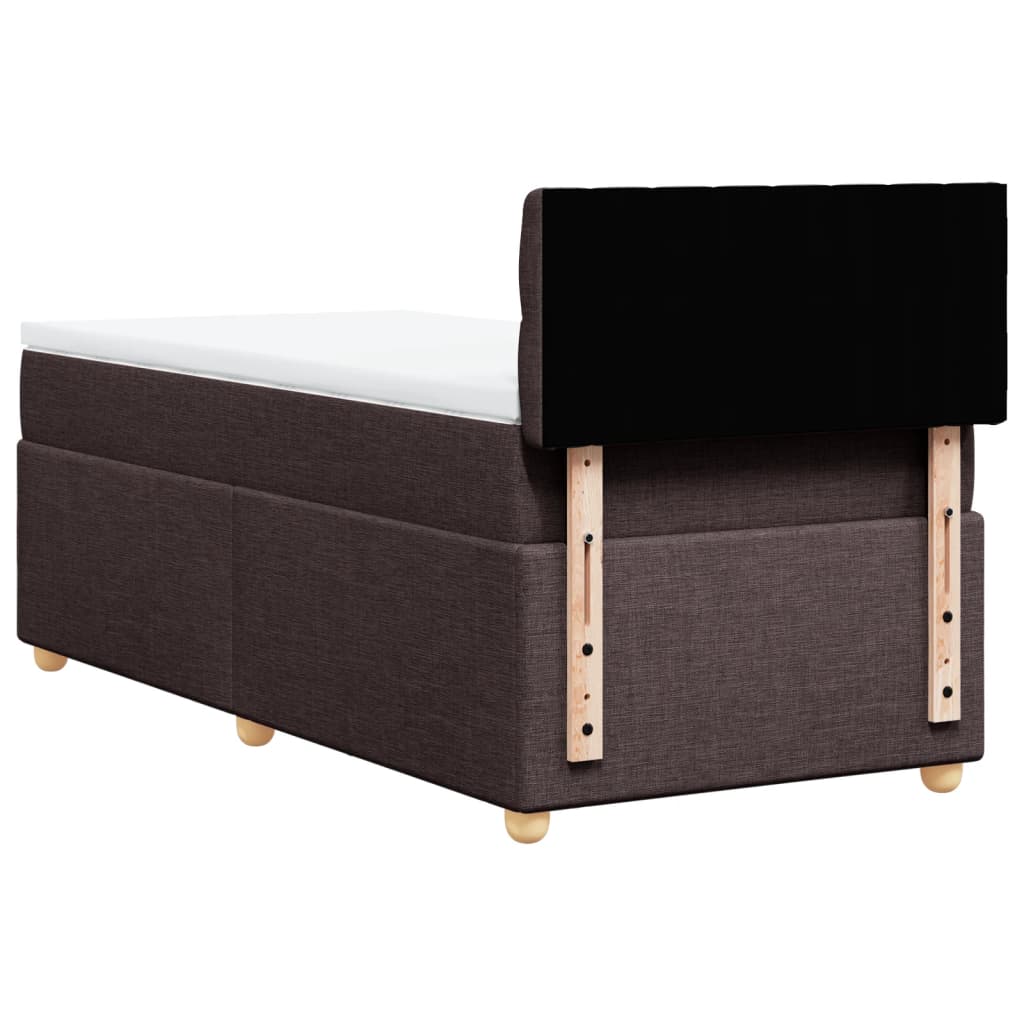 sötétbarna szövet rugós ágy matraccal 90 x 200 cm