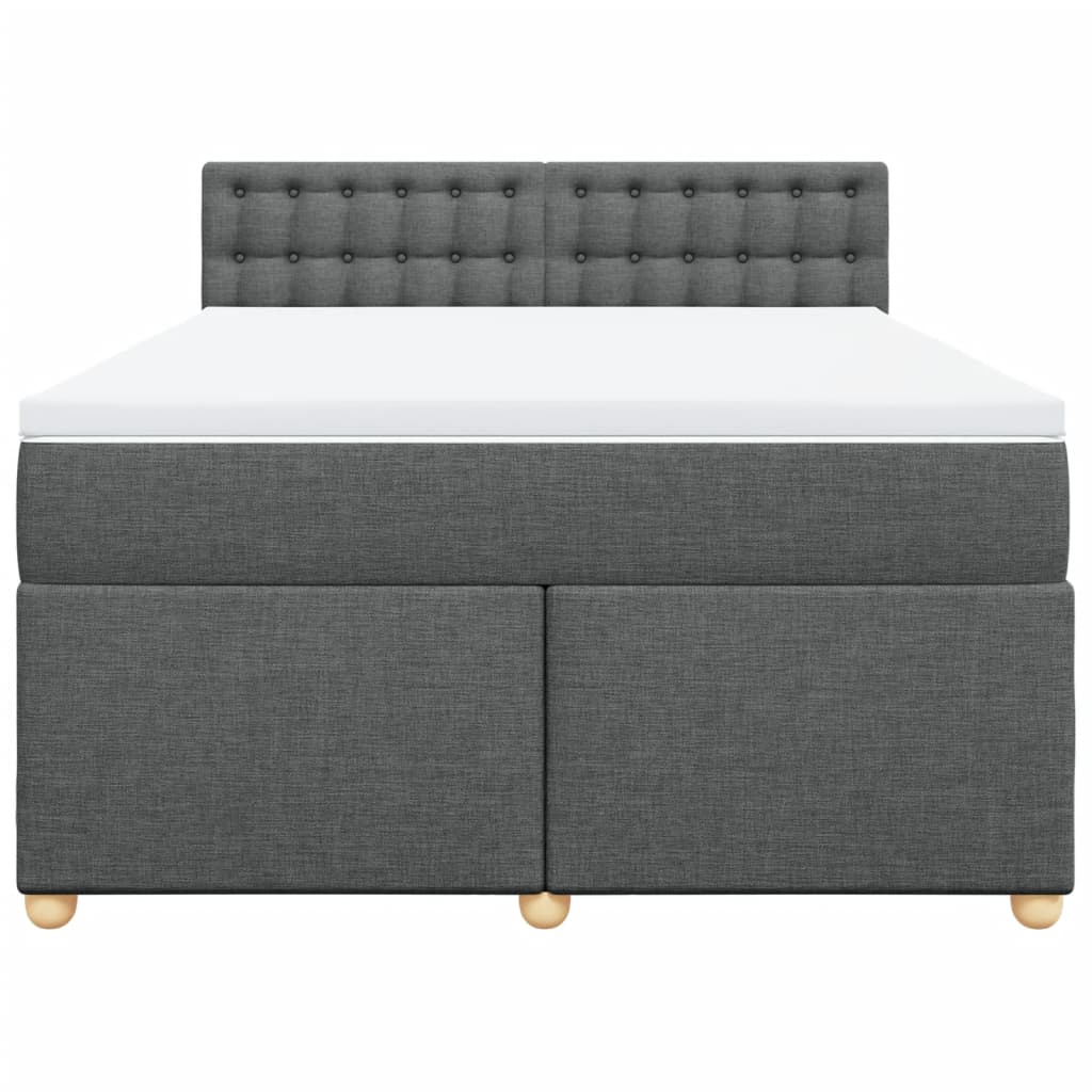 sötétszürke szövet rugós ágy matraccal 140 x 200 cm