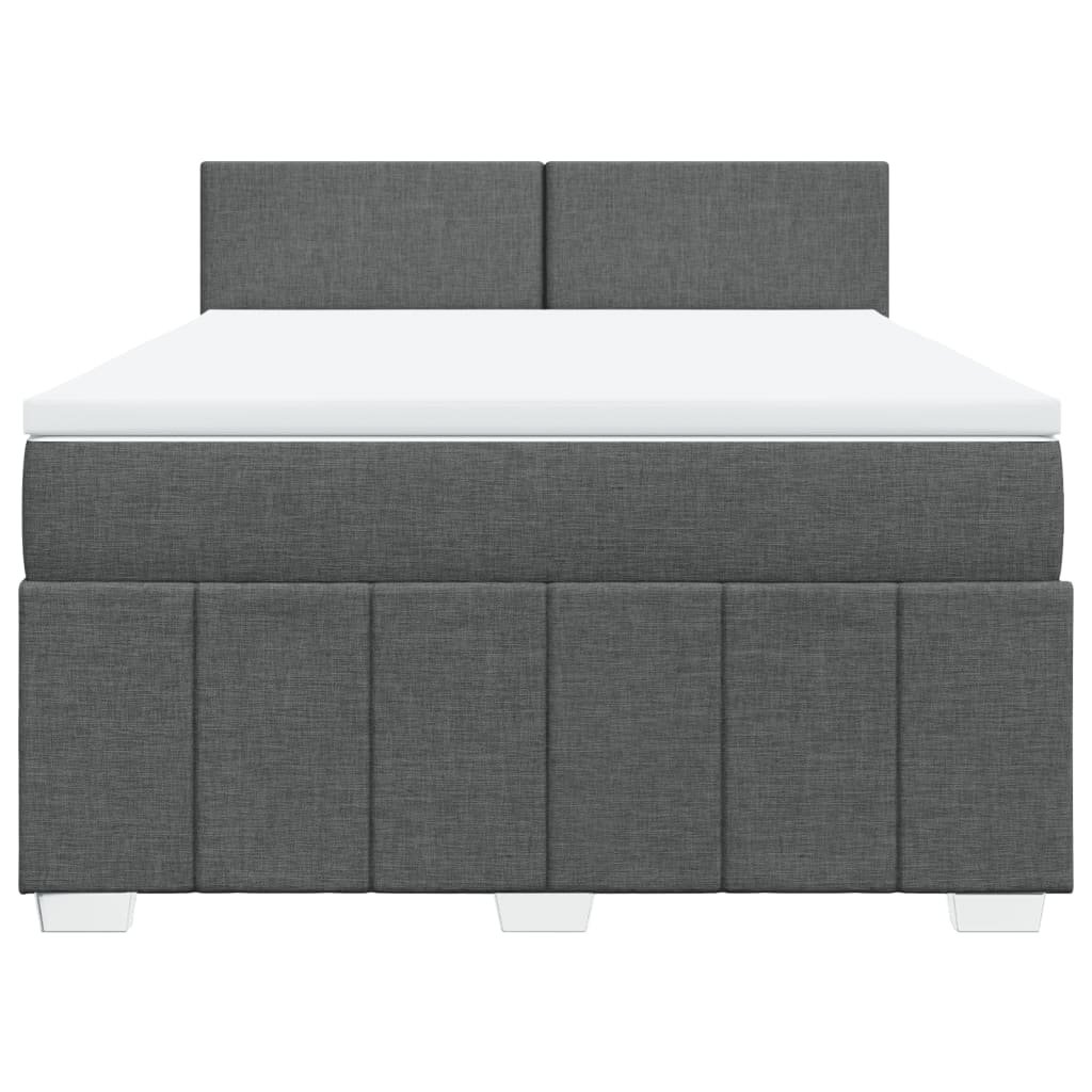 sötétszürke szövet rugós ágy matraccal 140 x 190 cm