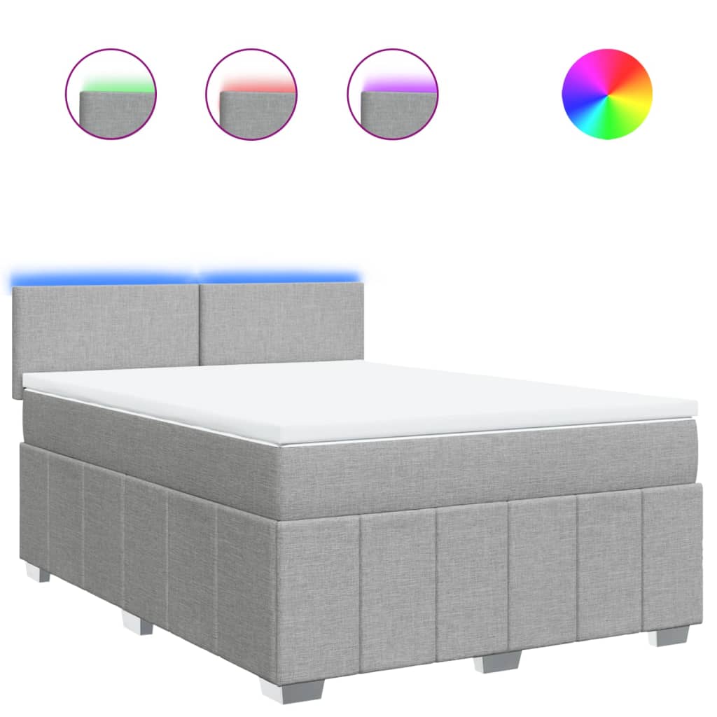 világosszürke szövet rugós ágy matraccal 160 x 200 cm