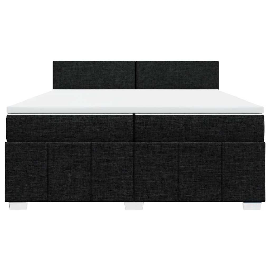 fekete szövet rugós ágy matraccal 200 x 200 cm