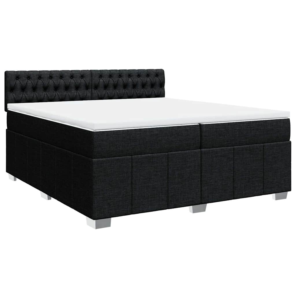 fekete szövet rugós ágy matraccal 200 x 200 cm