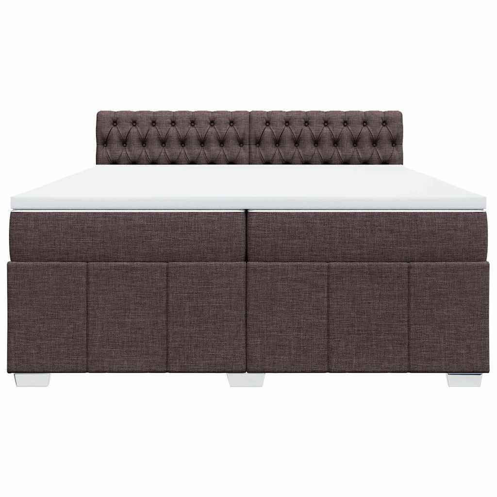 sötétbarna szövet rugós ágy matraccal 200 x 200 cm