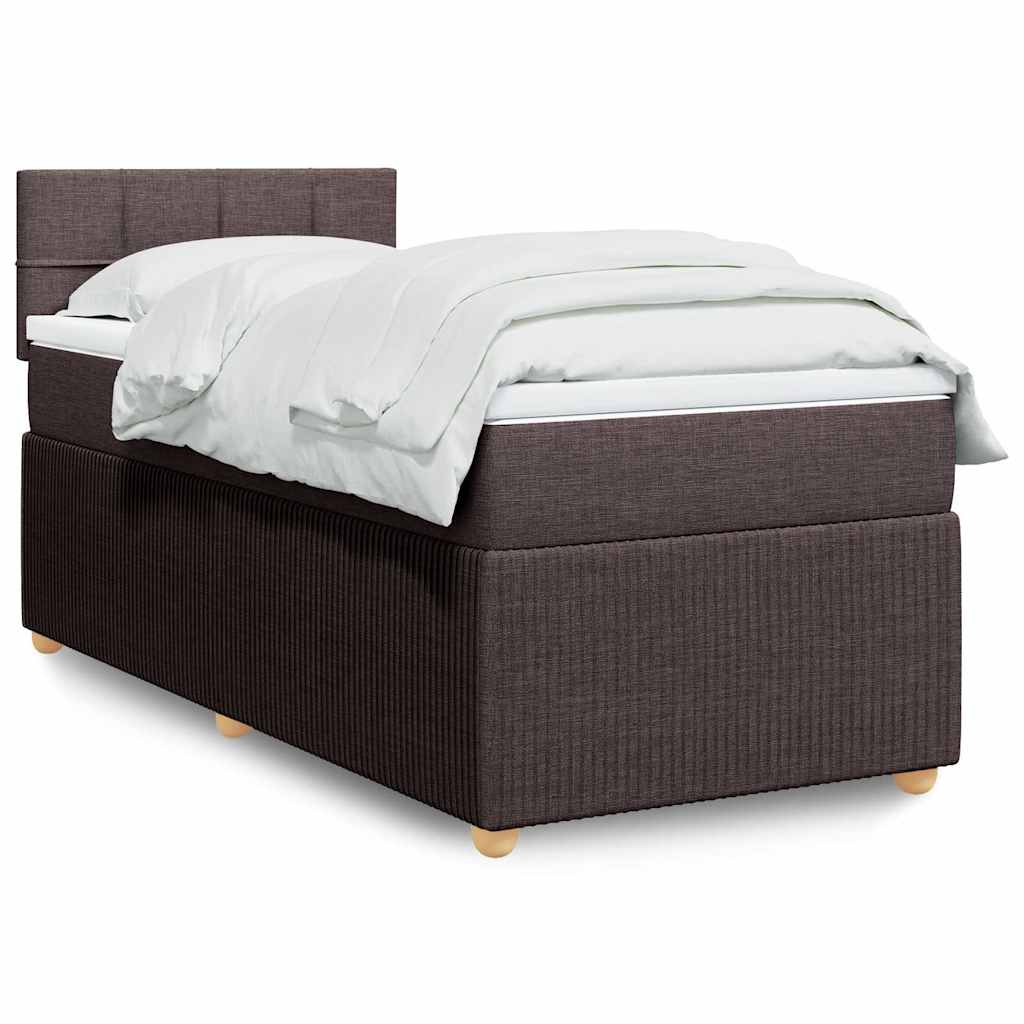 sötétbarna szövet rugós ágy matraccal 90 x 200 cm