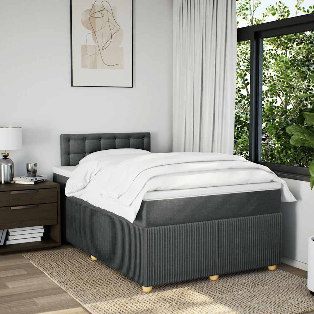 sötétszürke szövet rugós ágy matraccal 120 x 200 cm